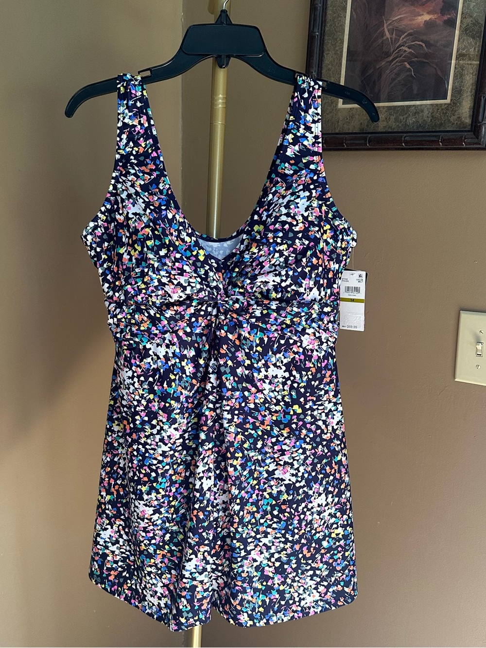 Island Escape One-Piece Swimdress with Multicolor Confetti